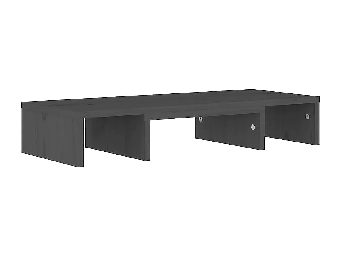 Soporte para monitor Gris 60x24x10,5 cm Madera maciza de pino