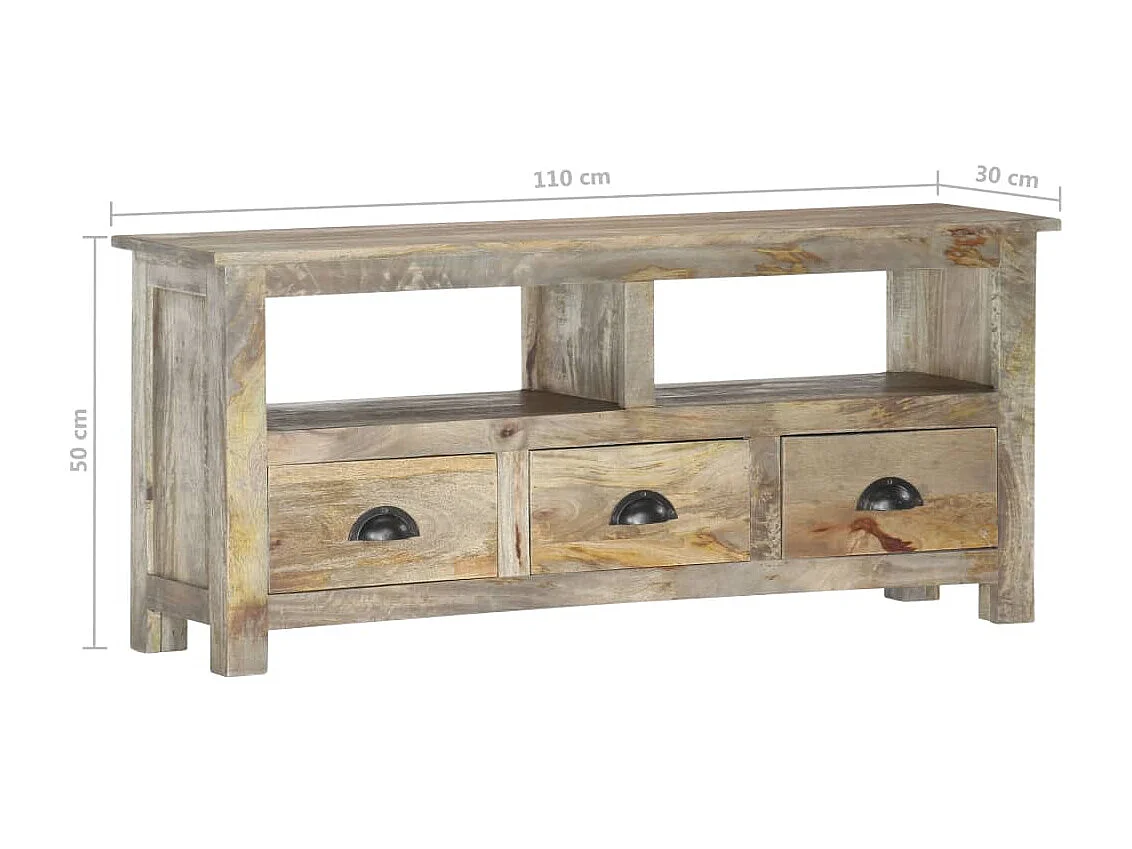 Meuble TV 110x30x50 cm Bois massif de manguier