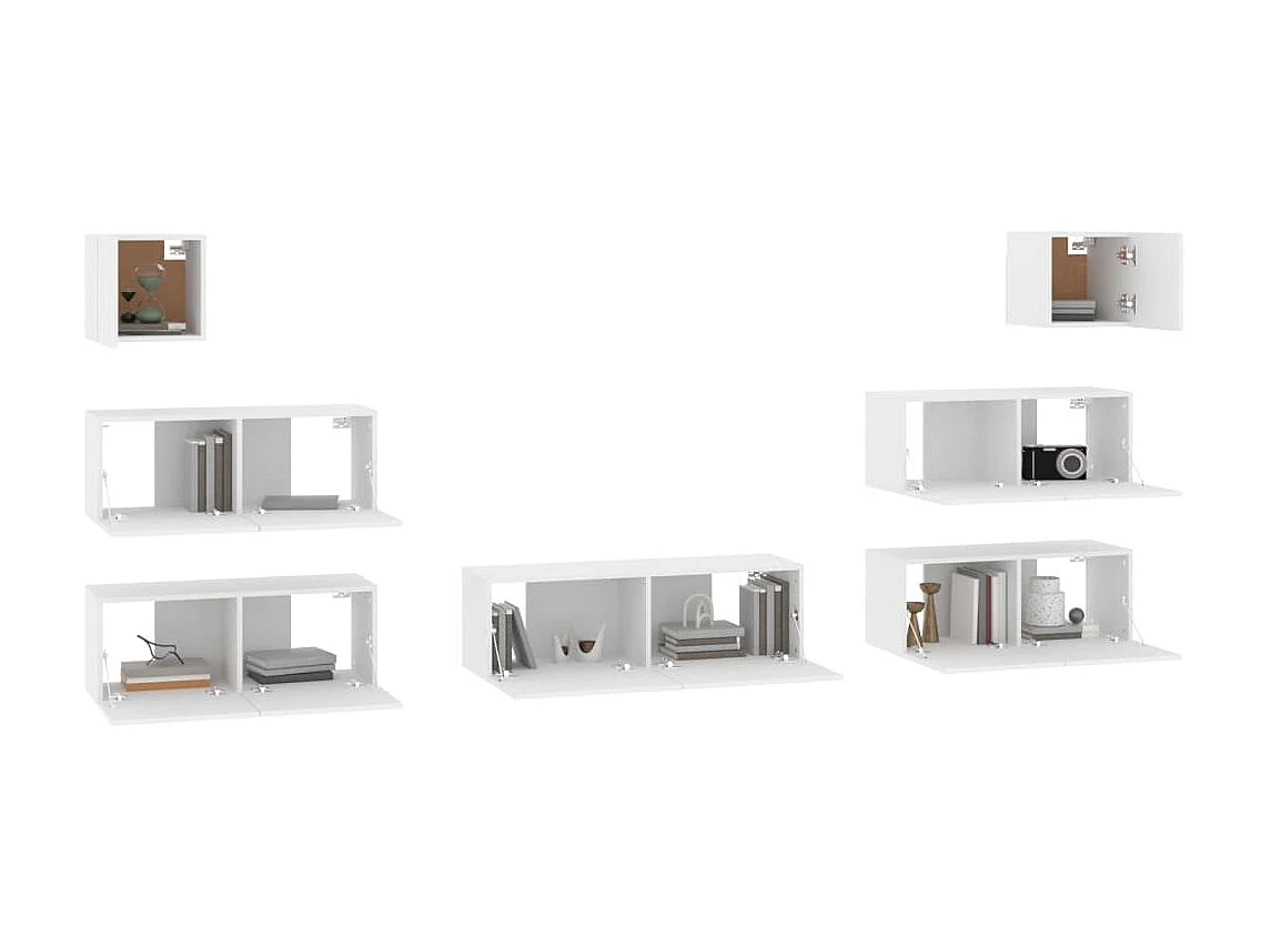 Ensemble de meubles TV 7 pcs Blanc Bois d'ingénierie