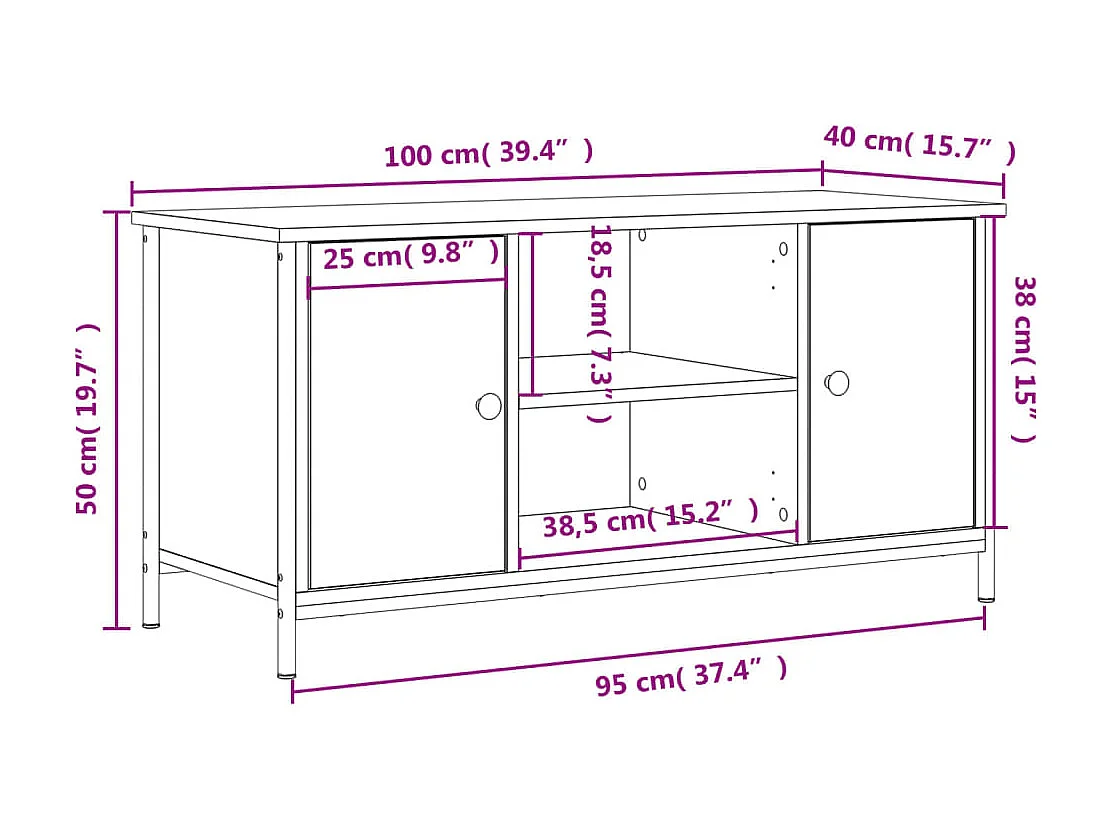 Meuble TV Sonoma gris 100x40x50 cm Bois d'ingénierie