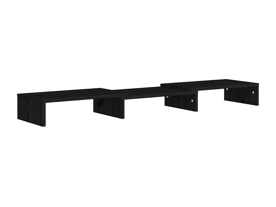 Monitorständer Schwarz 80x24x10,5 cm Massives Kiefernholz