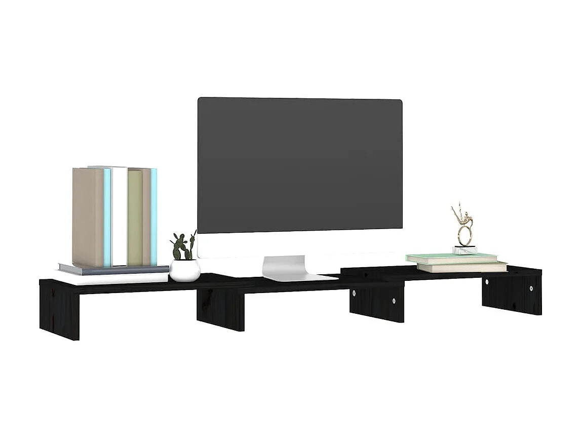 Monitorständer Schwarz 80x24x10,5 cm Massives Kiefernholz