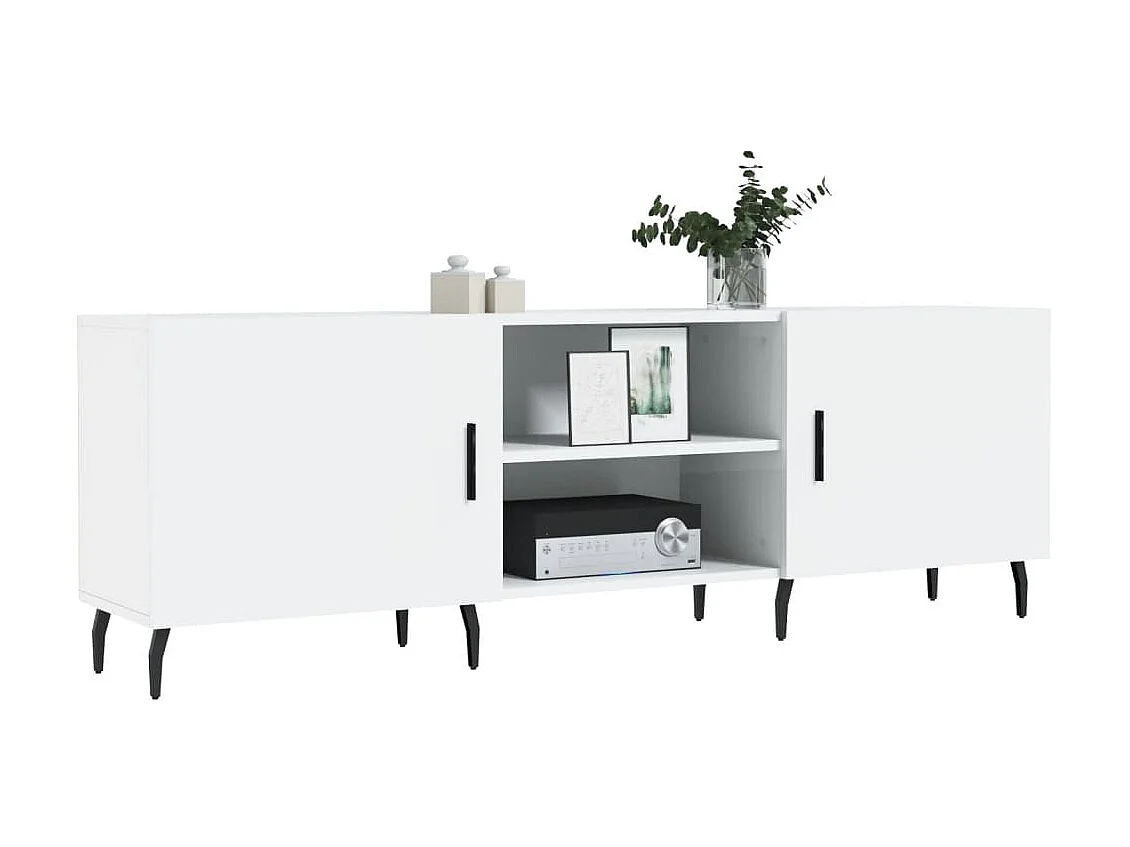 Meuble TV blanc brillant 150x30x50 cm bois d'ingénierie