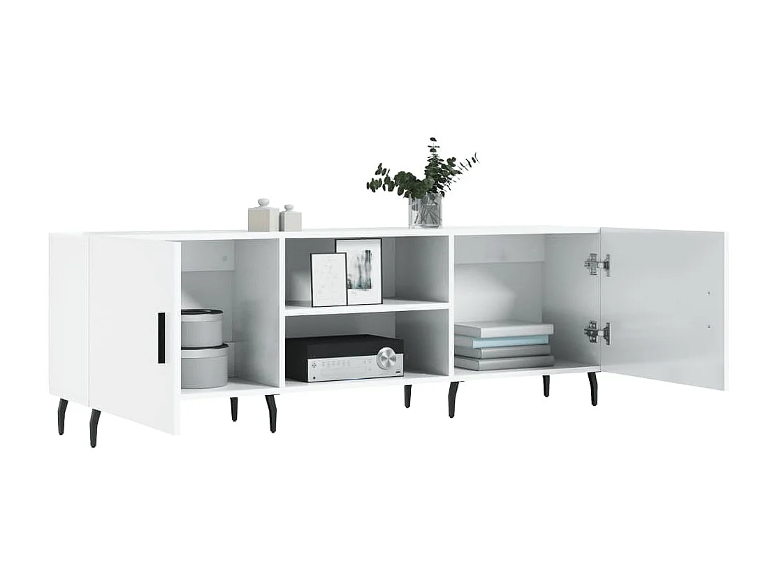 Meuble TV blanc brillant 150x30x50 cm bois d'ingénierie