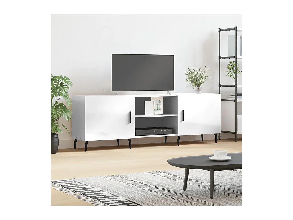 Glanzend wit tv-meubel 150x30x50 cm samengesteld hout