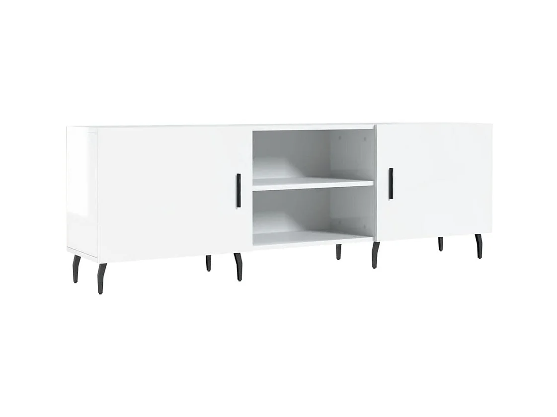 Glanzend wit tv-meubel 150x30x50 cm samengesteld hout