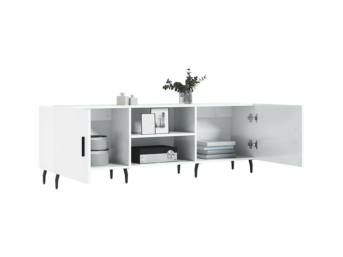 Glanzend wit tv-meubel 150x30x50 cm samengesteld hout