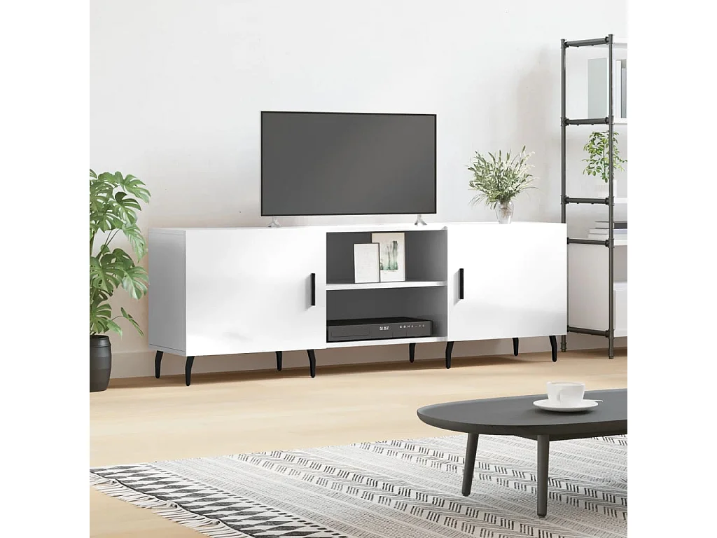 Glanzend wit tv-meubel 150x30x50 cm samengesteld hout