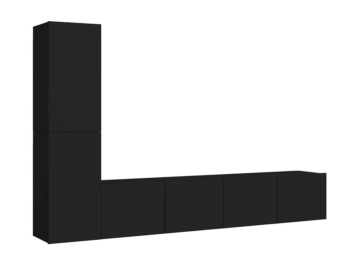 TV-kastenset 4-delig Zwart Spaanplaat
