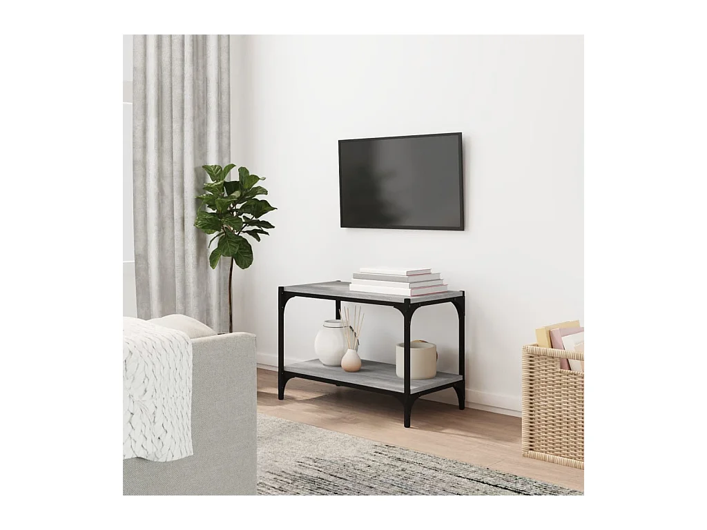 Porta TV Sonoma grigio 60x33x41 cm MDF e acciaio