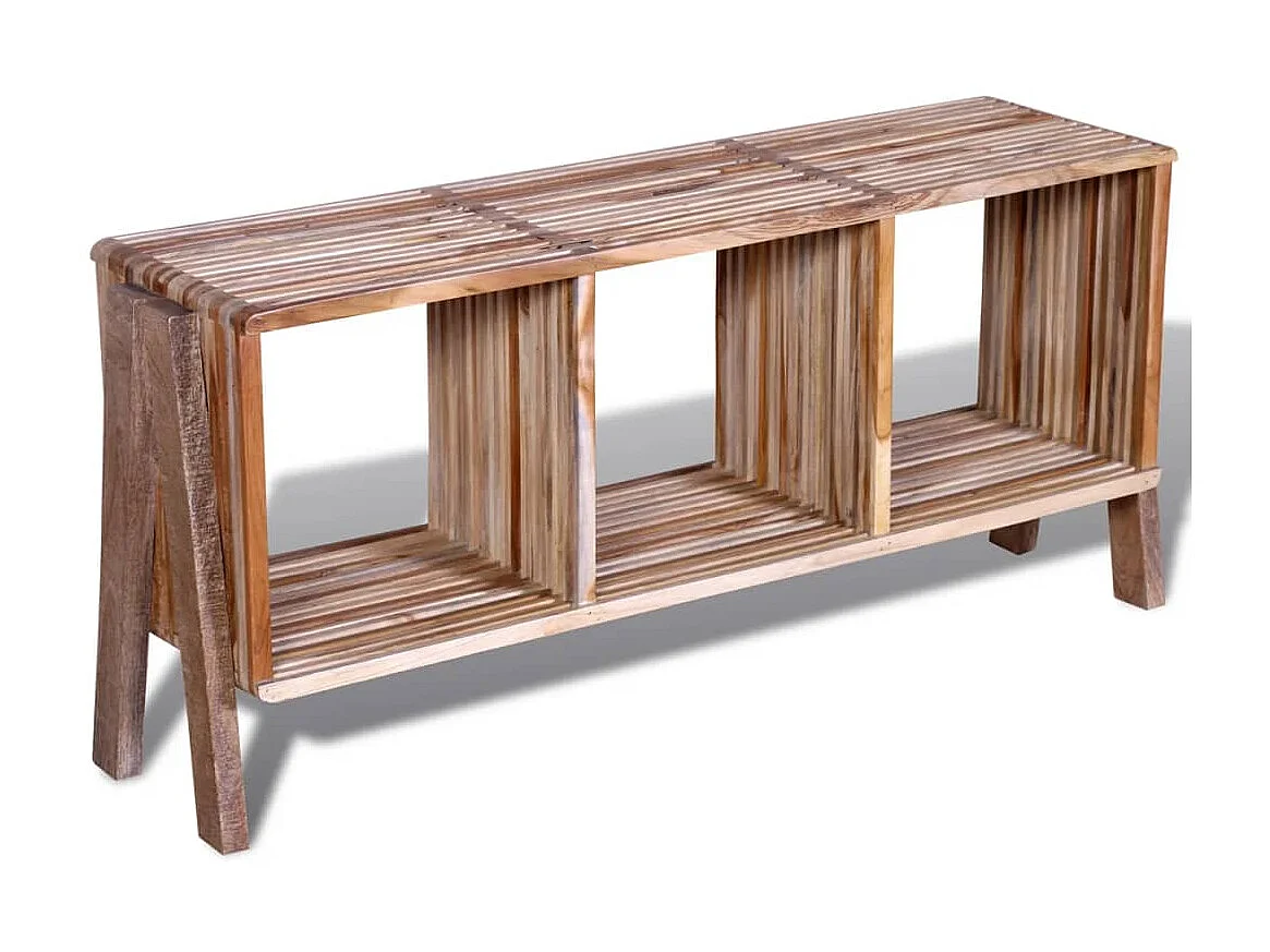 Meuble TV empilable en teck recyclé avec 3 étagères