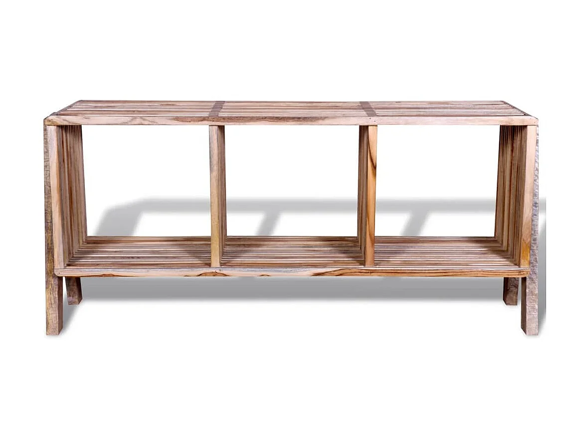 Meuble TV empilable en teck recyclé avec 3 étagères