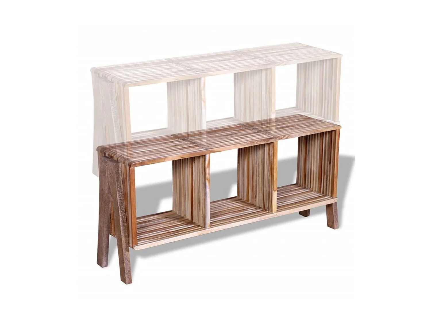 Meuble TV empilable en teck recyclé avec 3 étagères