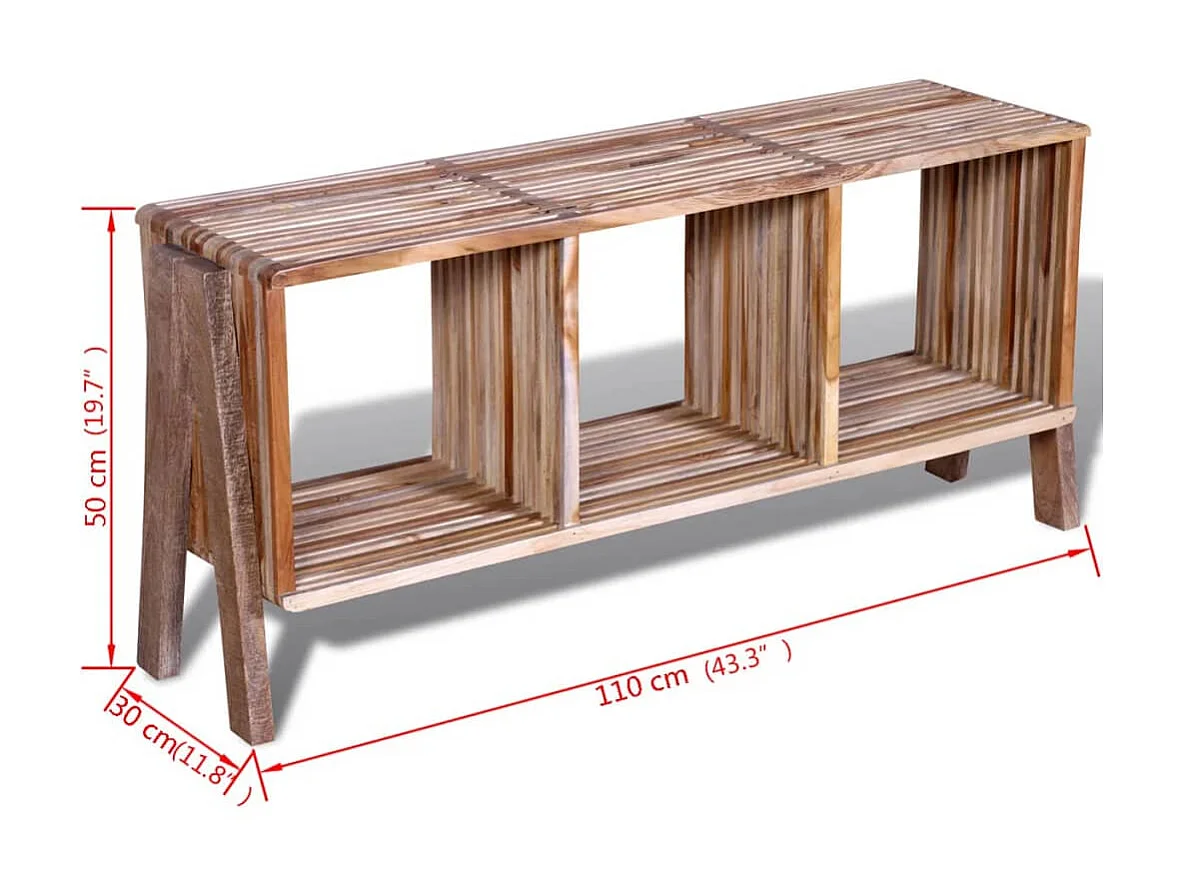 Meuble TV empilable en teck recyclé avec 3 étagères