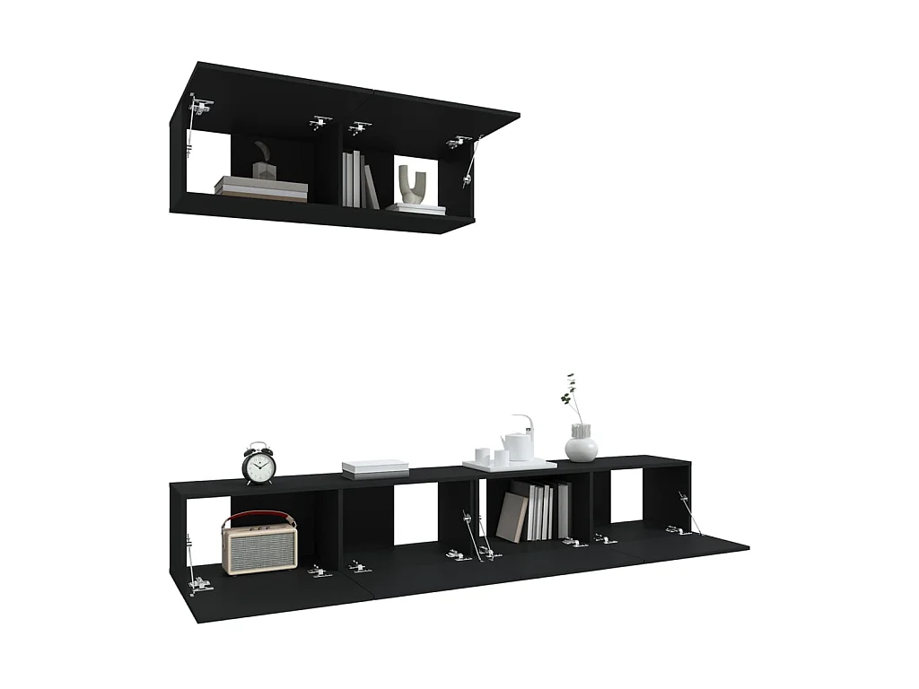 Ensemble de meubles TV 3 pcs Noir Bois d'ingénierie
