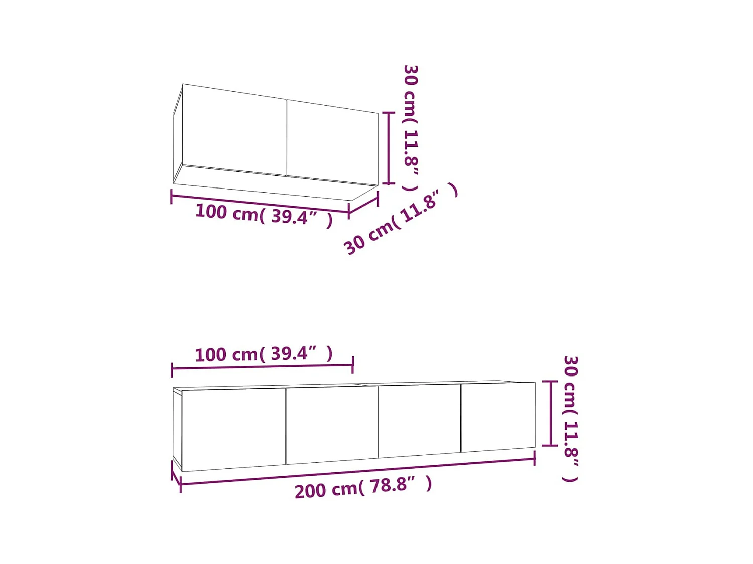 Ensemble de meubles TV 3 pcs Noir Bois d'ingénierie