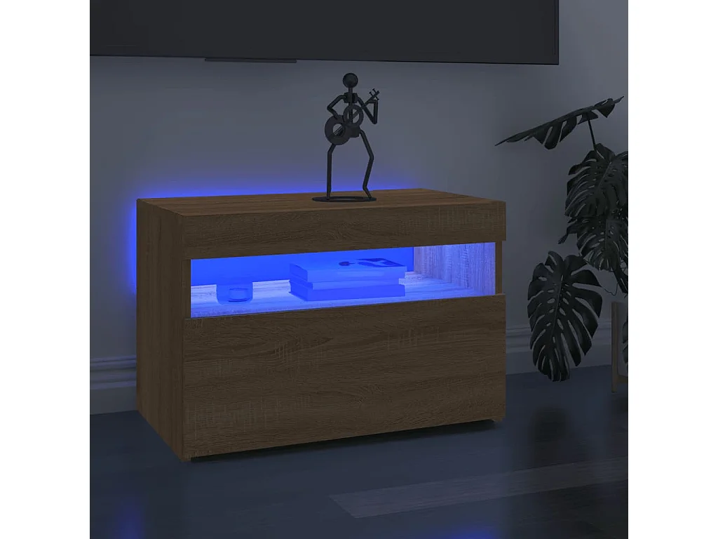 Mobile TV con luci LED rovere sonoma 60x35x40 cm