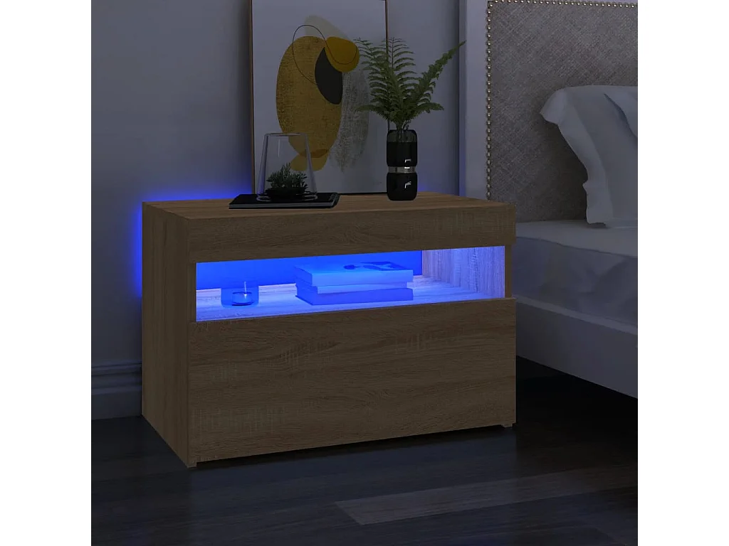 Mobile TV con luci LED rovere sonoma 60x35x40 cm