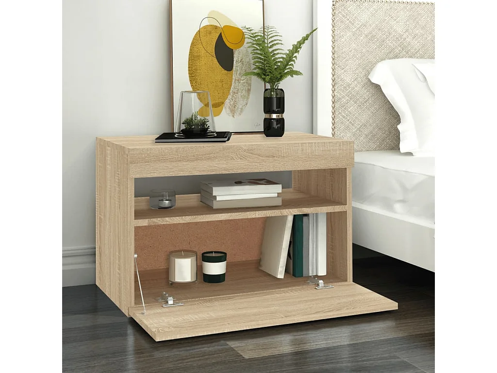 Mobile TV con luci LED rovere sonoma 60x35x40 cm