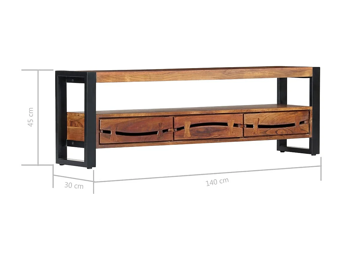 Meuble TV 140x30x45 cm Bois d'acacia massif