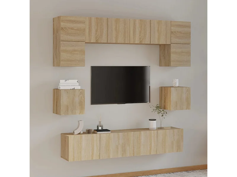 Ensemble de meubles TV 8 pcs Chêne sonoma Bois d'ingénierie