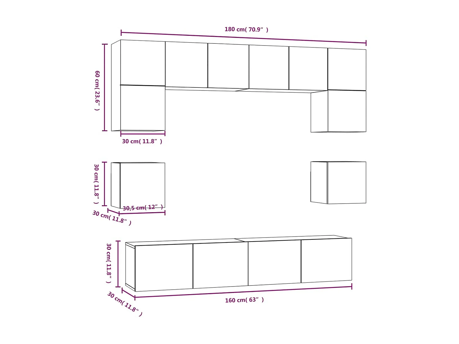 Ensemble de meubles TV 8 pcs Chêne sonoma Bois d'ingénierie