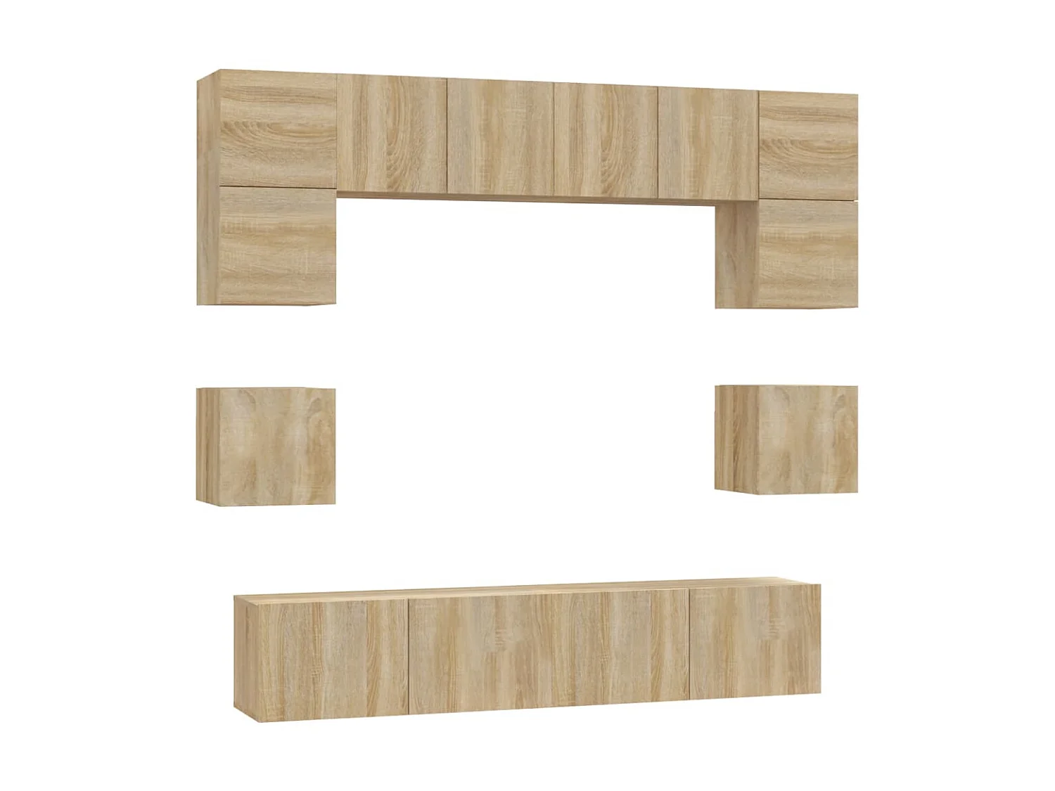 Set supporto TV da 8 pezzi in legno ingegnerizzato rovere Sonoma