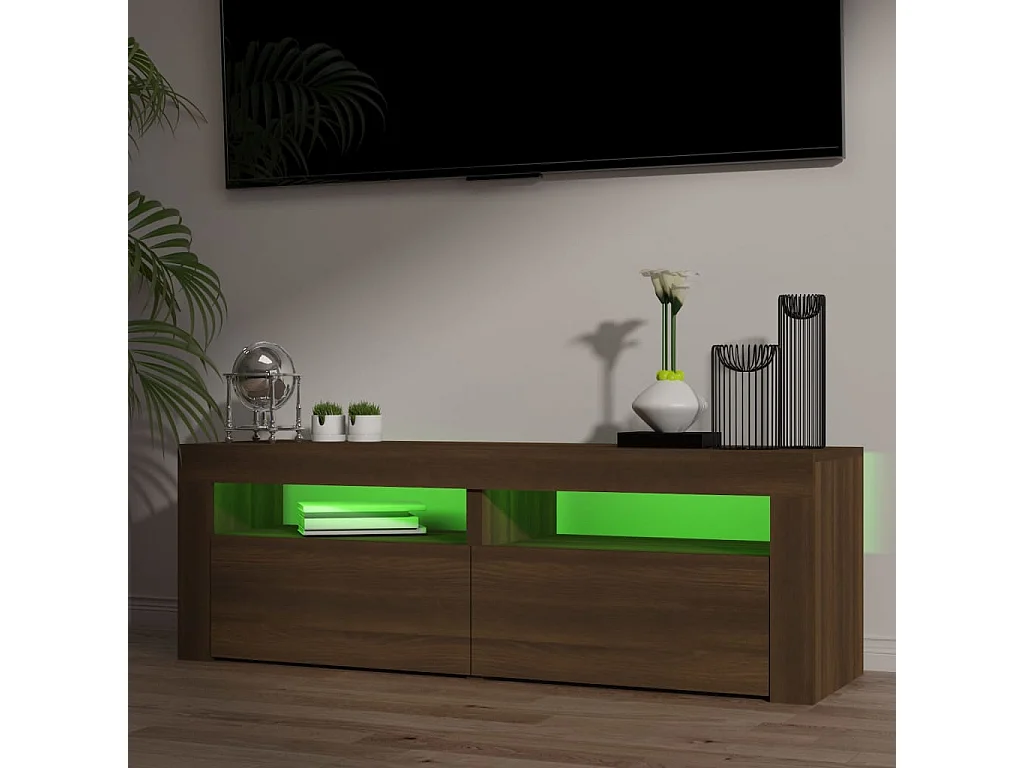 Mobile TV con luci LED rovere marrone 120x35x40 cm