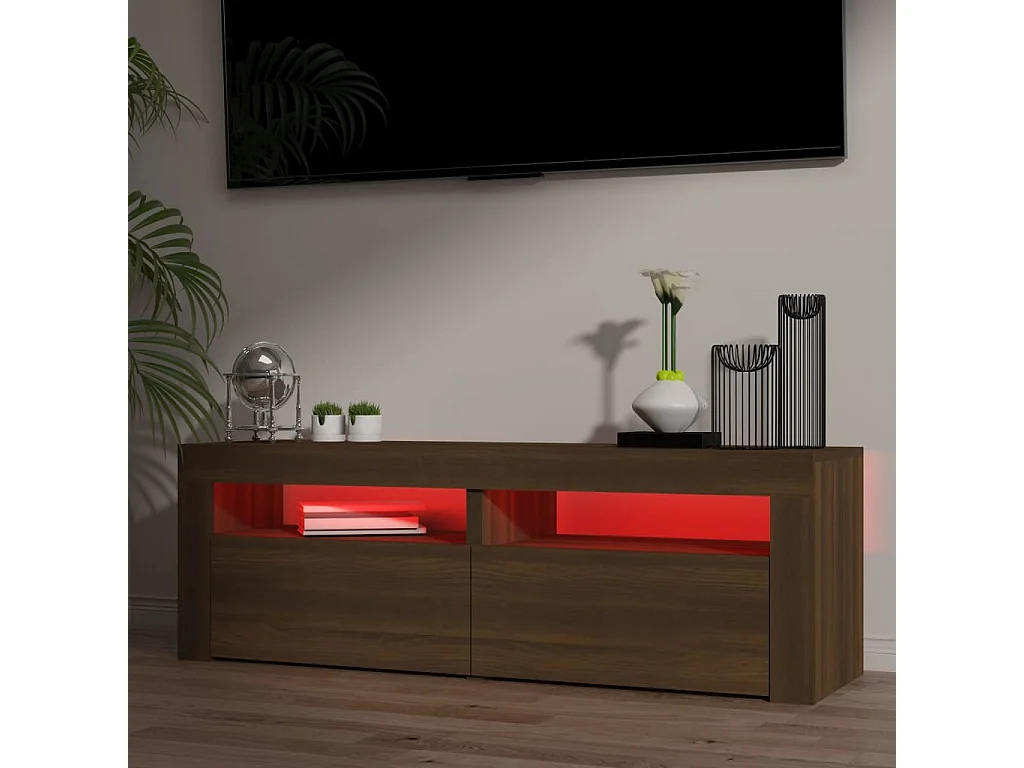 Mobile TV con luci LED rovere marrone 120x35x40 cm
