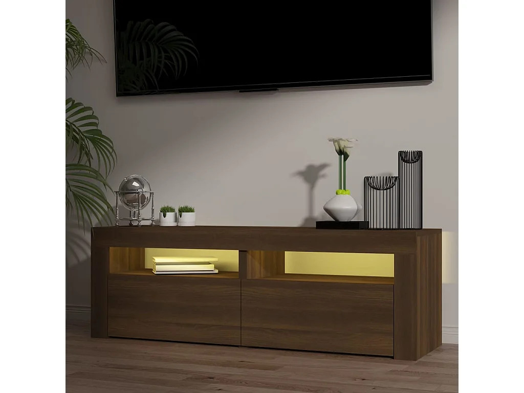 Mobile TV con luci LED rovere marrone 120x35x40 cm