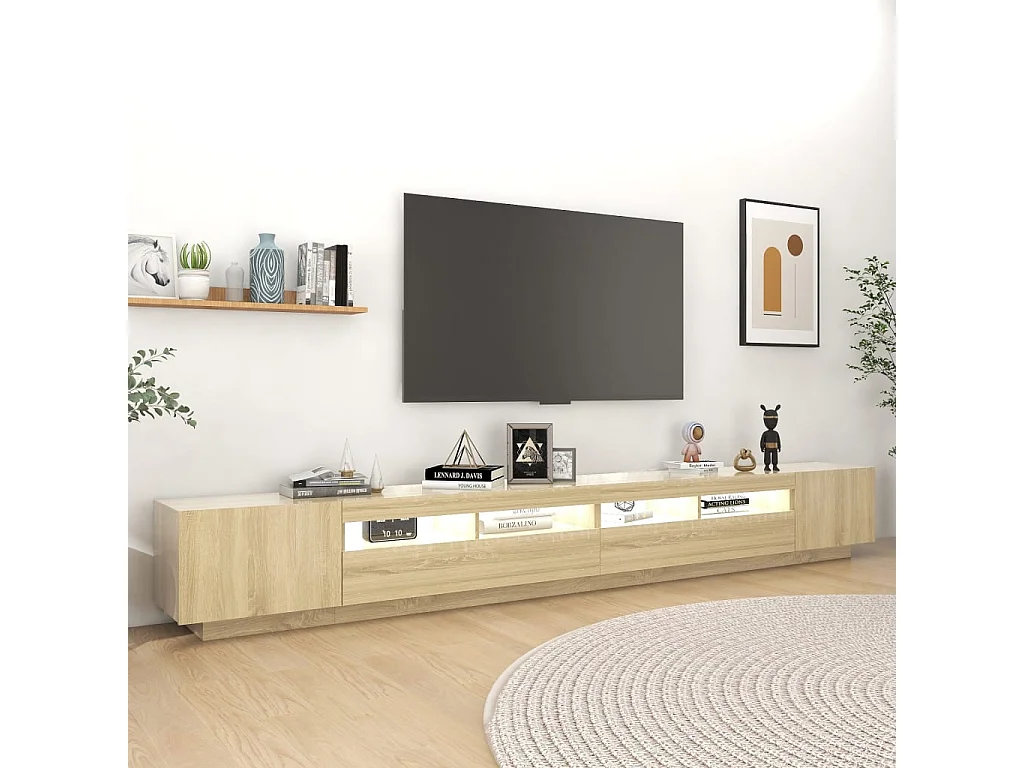 TV-meubel met LED-verlichting Sonoma eiken 300x35x40 cm