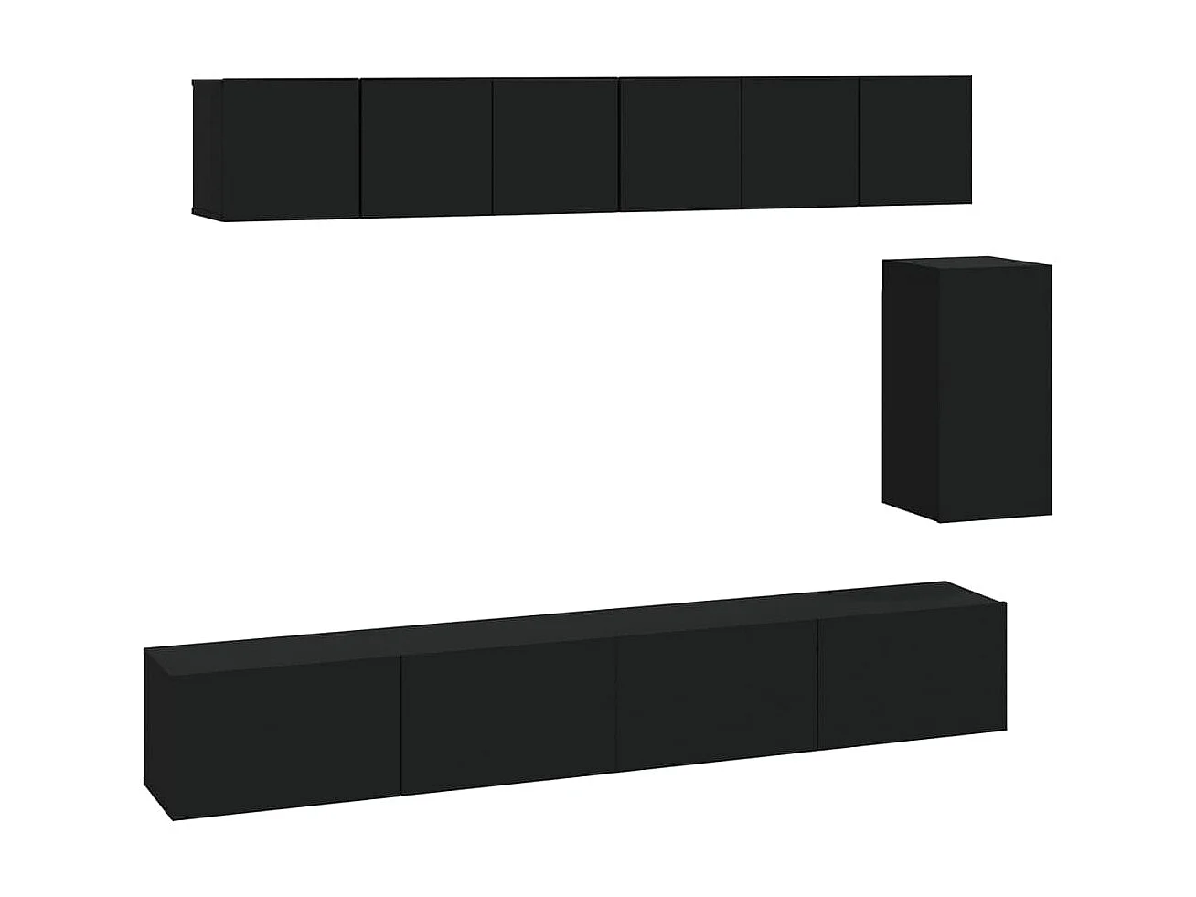 Ensemble de meubles TV 6 pcs Noir Bois d'ingénierie