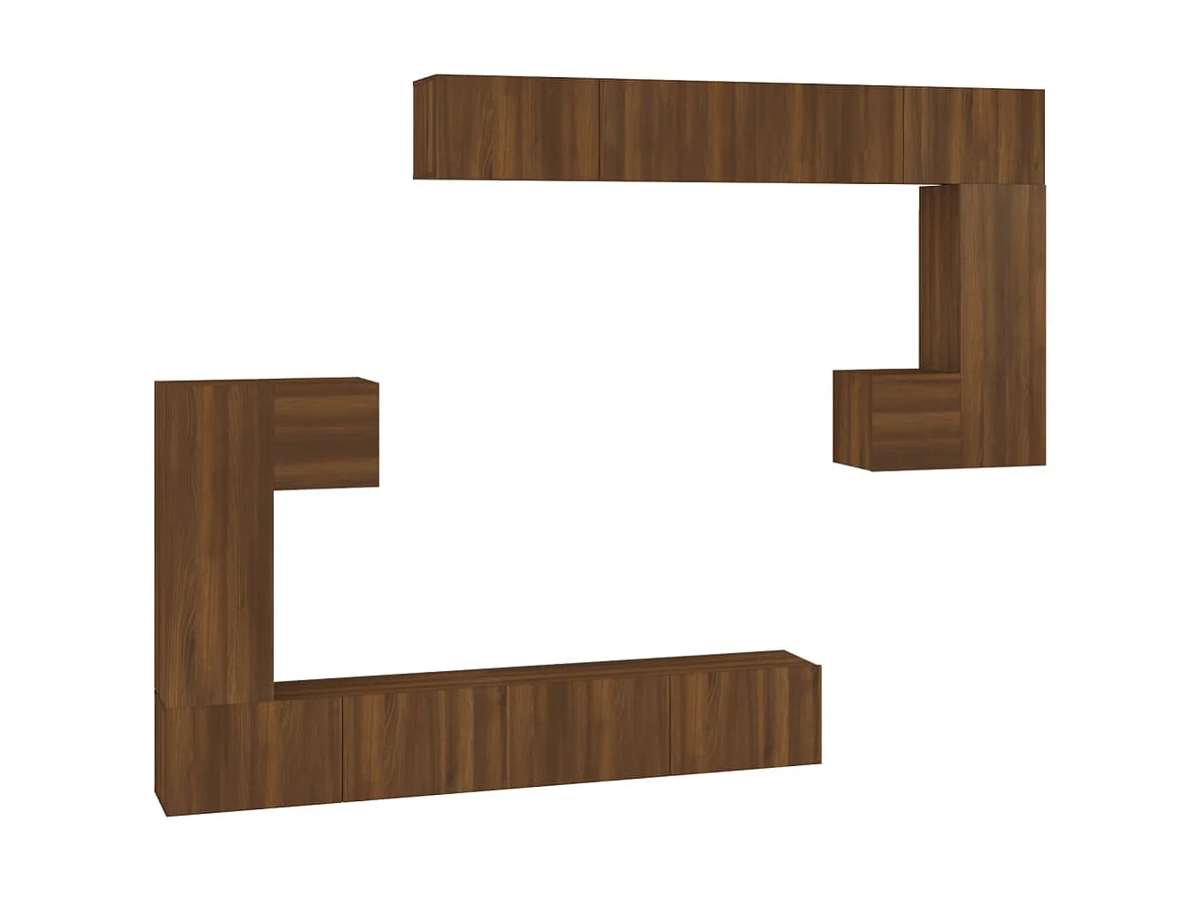 Wandmontiertes TV-Möbel, braune Eiche, Holzwerkstoff