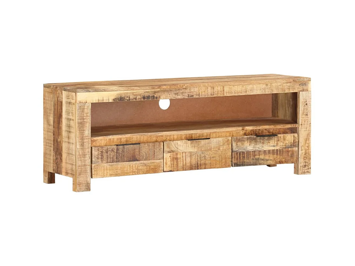 Meuble TV 110x30x40 cm Bois de manguier brut