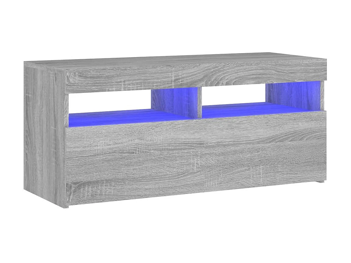 Meuble TV avec lumières LED Sonoma gris 90x35x40 cm