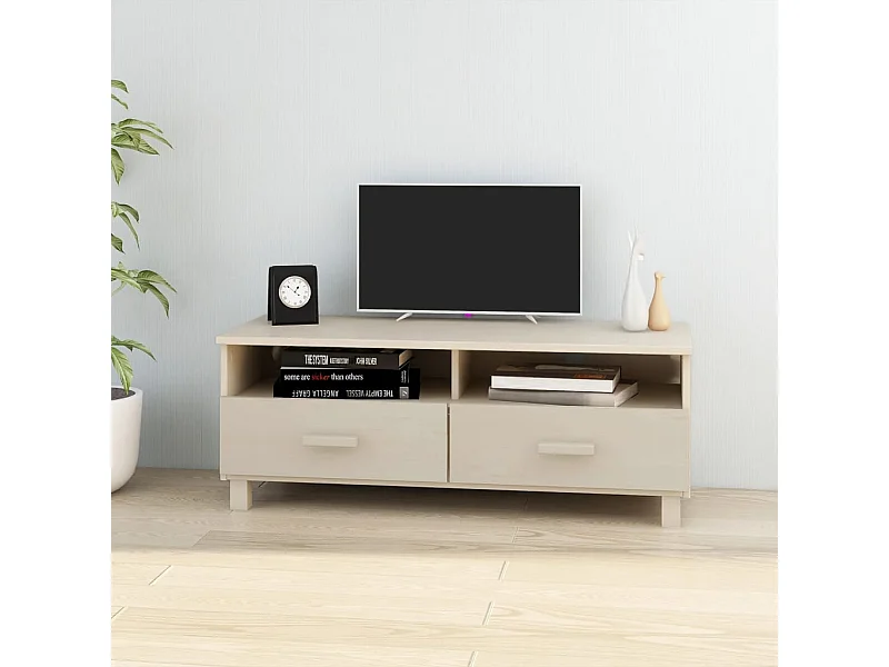 Meuble TV HAMAR Marron miel 106x40x40 cm Bois massif de pin