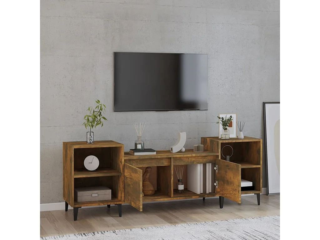 Mobile TV Rovere affumicato 160x35x55 cm MDF