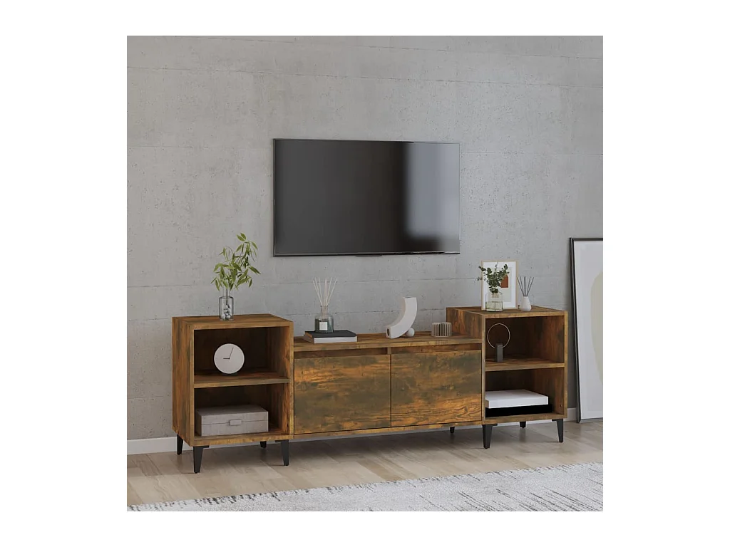 Meuble TV Chêne fumé 160x35x55 cm Bois d'ingénierie