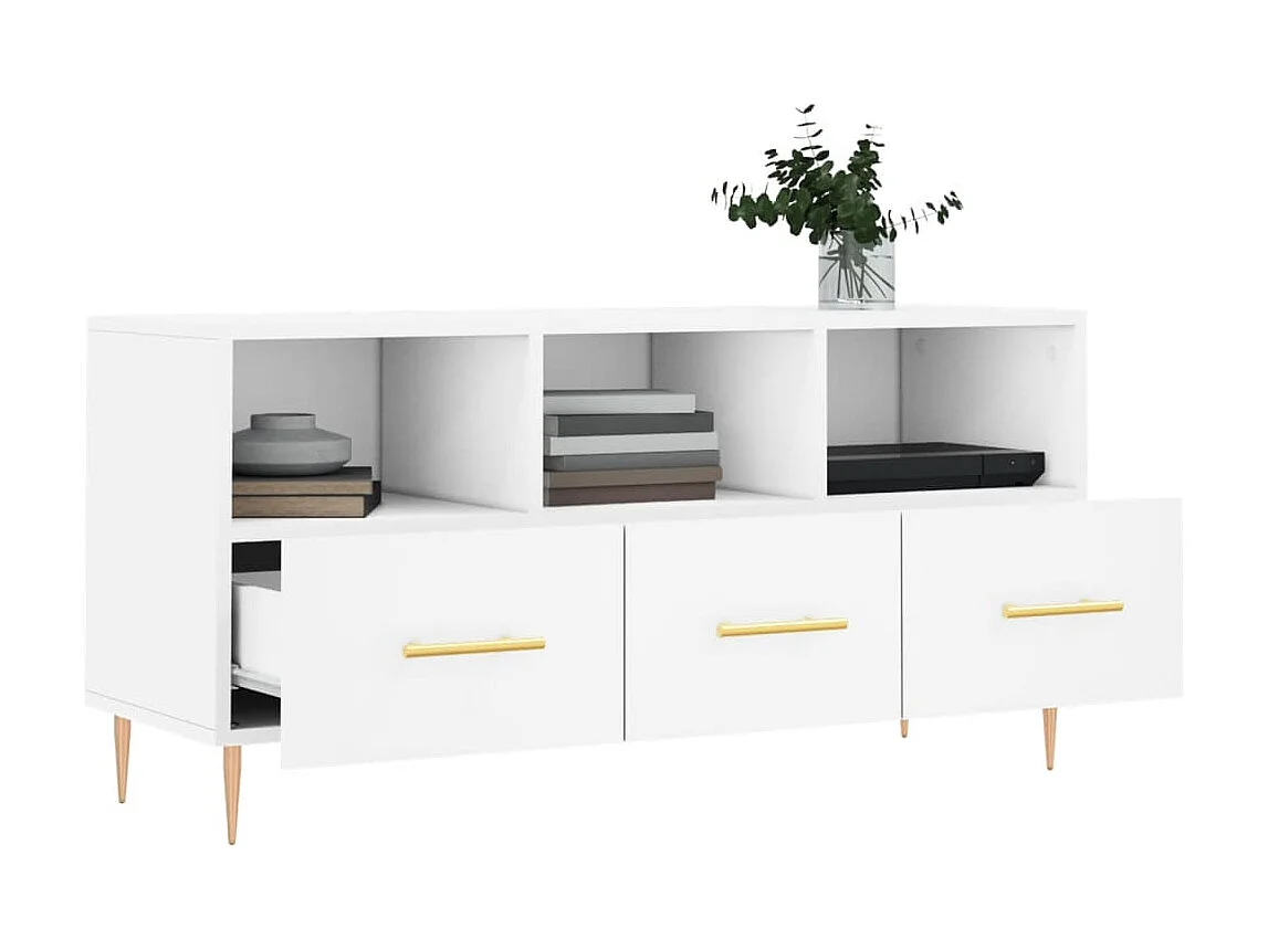 Meuble TV blanc 102x36x50 cm bois d'ingénierie