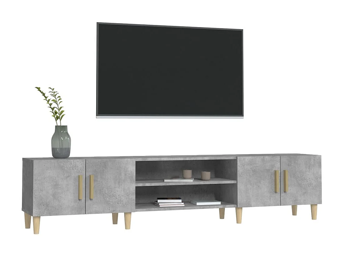 Meuble TV gris béton 180x31,5x40 cm bois d'ingénierie