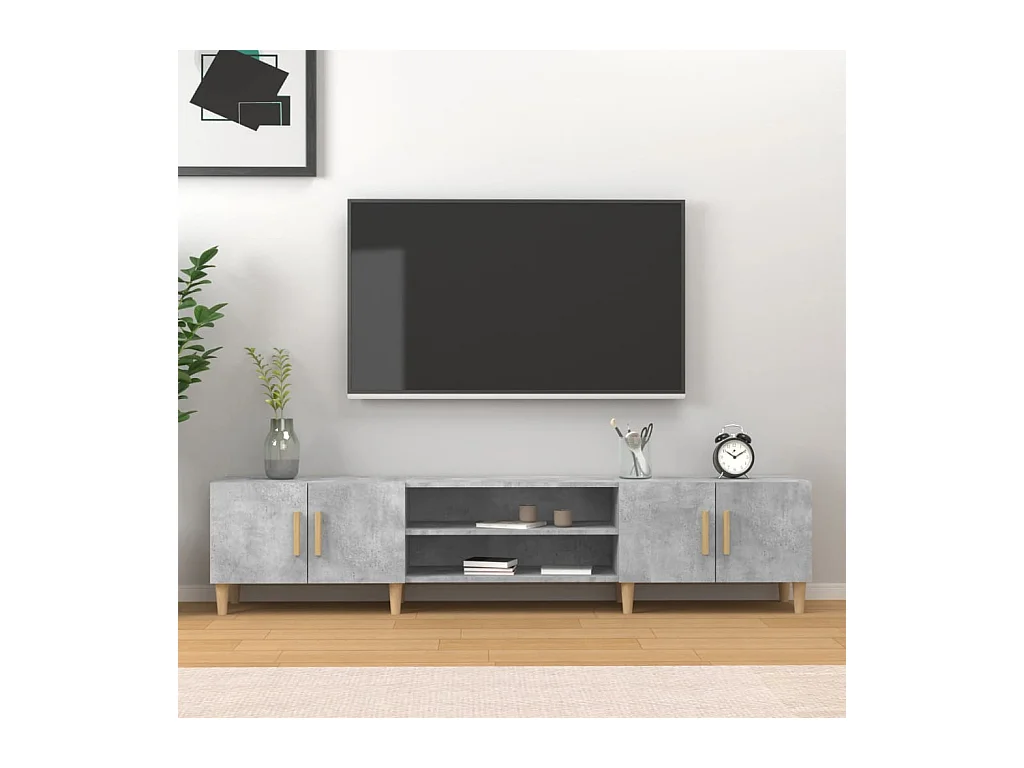 Meuble TV gris béton 180x31,5x40 cm bois d'ingénierie