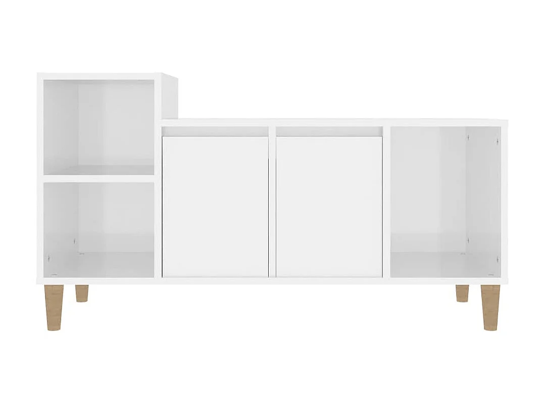 Móvel de TV branco brilhante 100x35x55 cm Madeira trabalhada