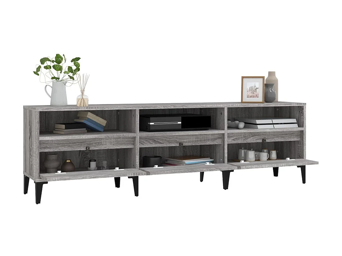 Mobile TV Sonoma grigio 150x30x44,5 cm in derivati del legno