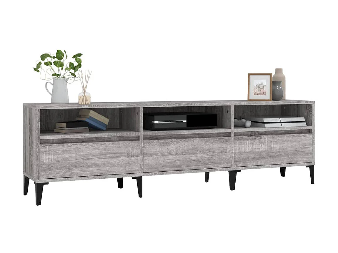 Mobile TV Sonoma grigio 150x30x44,5 cm in derivati del legno