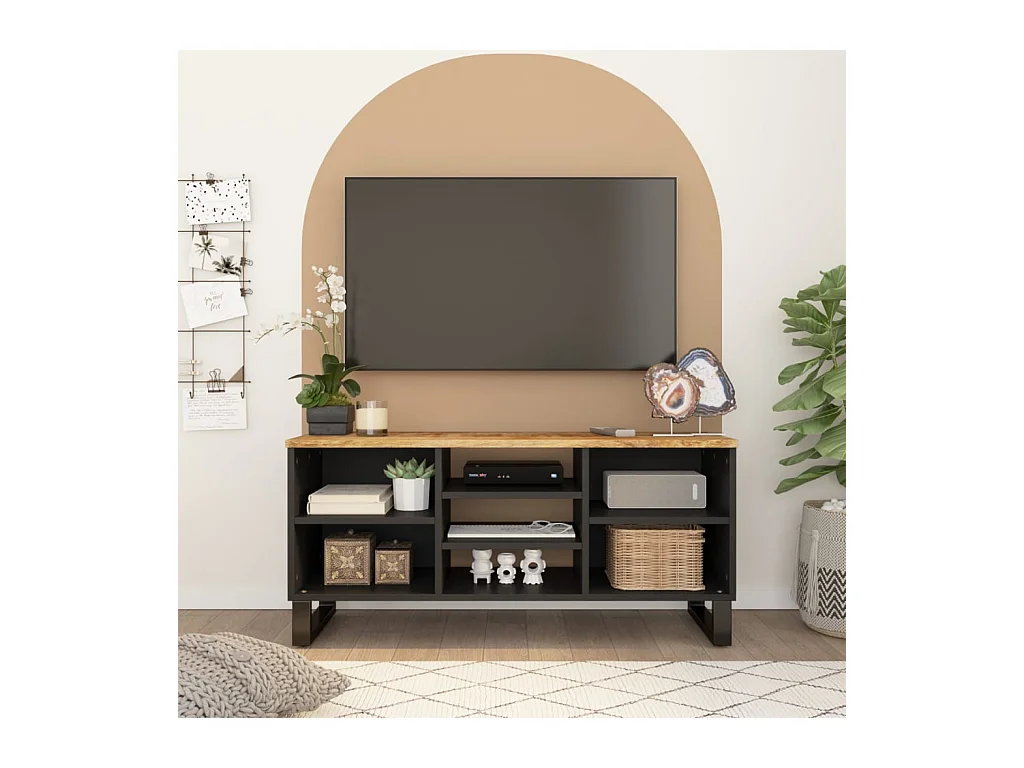Meuble TV 100x33x46 cm bois de manguier et d'ingénierie