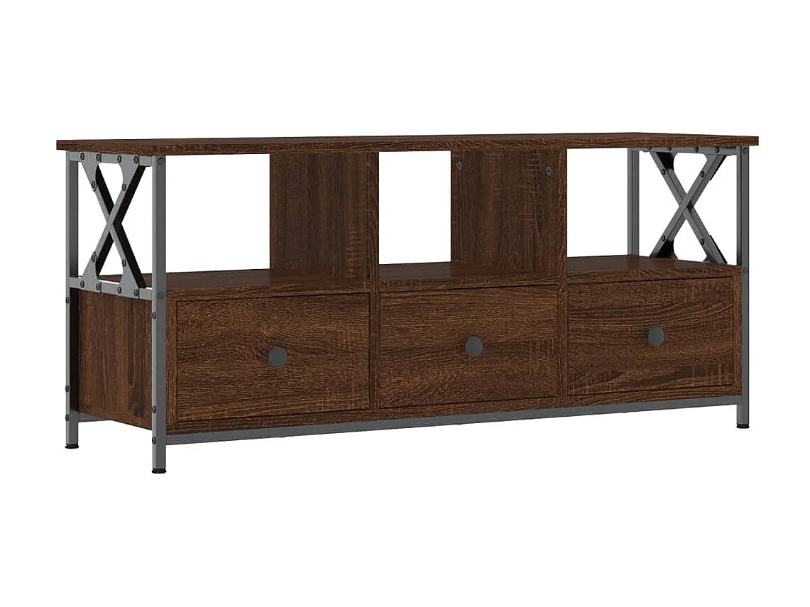 TV-Schrank aus brauner Eiche, 102 x 33 x 45 cm, Holzwerkstoff und Eisen