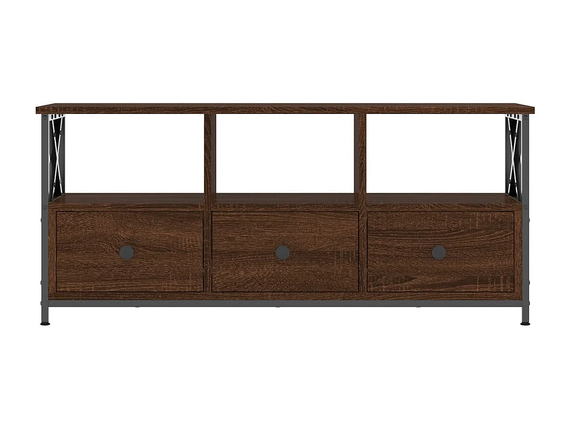 TV-Schrank aus brauner Eiche, 102 x 33 x 45 cm, Holzwerkstoff und Eisen