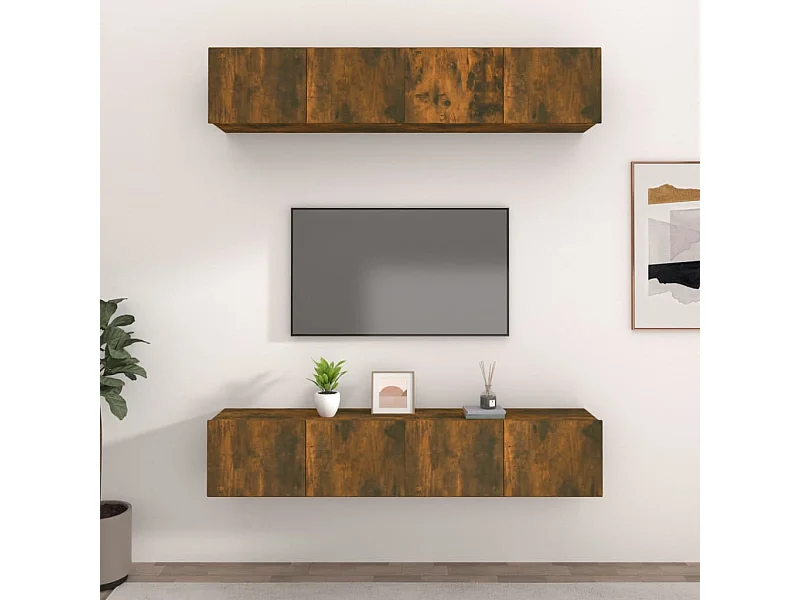 Meubles TV 4 pcs Chêne fumé 80x30x30 cm Bois d'ingénierie