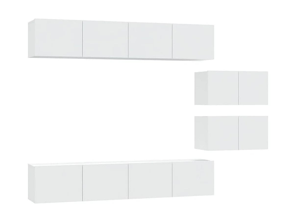 Set supporto TV da 6 pezzi in MDF bianco