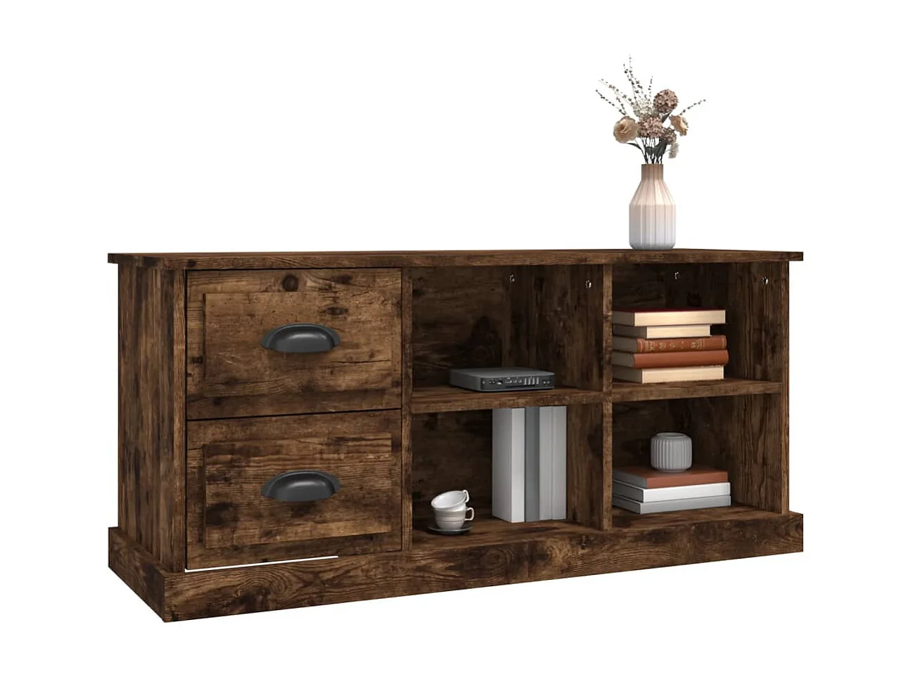 Meuble TV chêne fumé 102x35,5x47,5 cm bois d'ingénierie